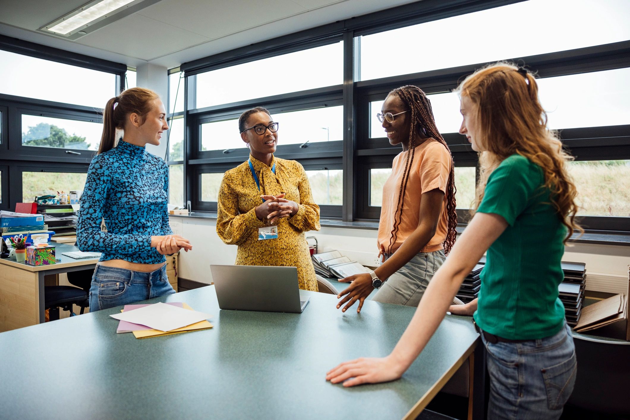 Adult learners in a welcoming classroom environment